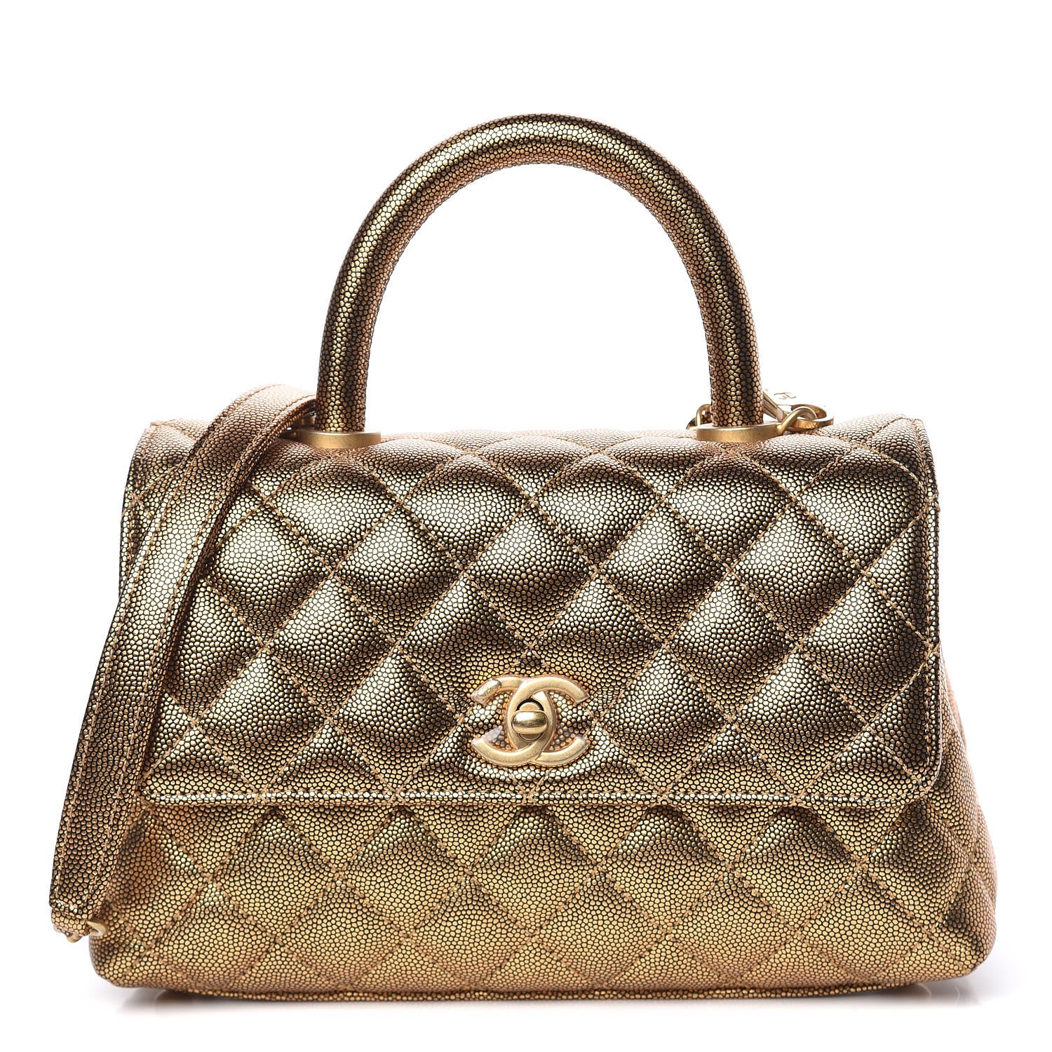 Chanel Metallic Caviar Quilted Mini Coco Handle Flap Gold 1 of 13