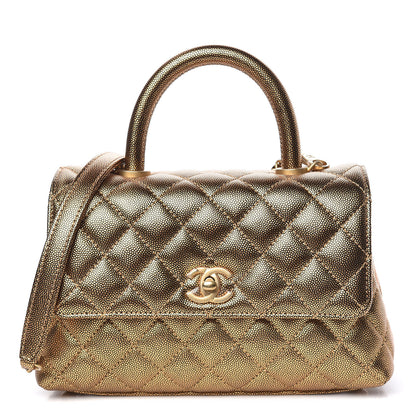 Chanel Metallic Caviar Quilted Mini Coco Handle Flap Gold 1 of 13