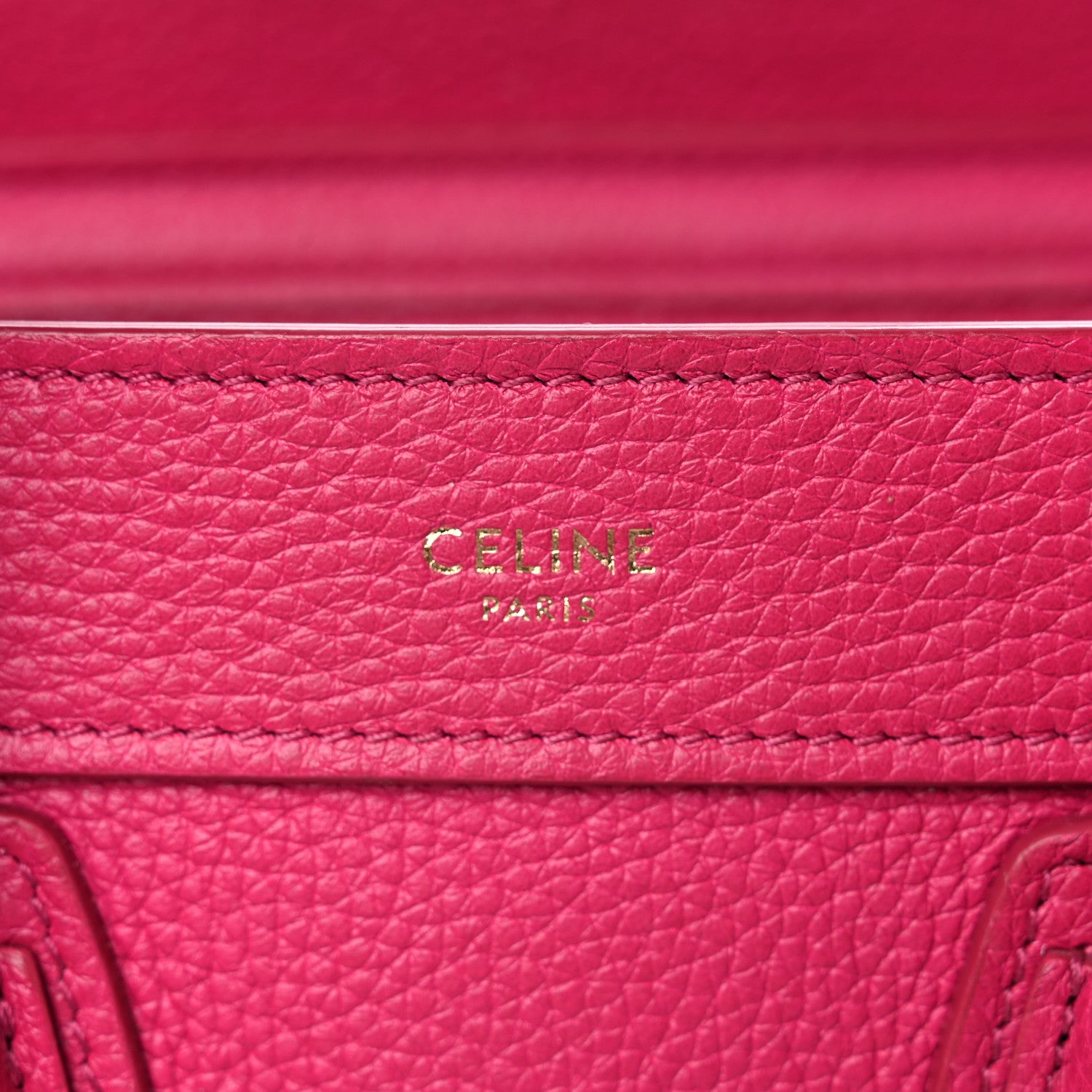 Celine Drummed Calfskin Nano Luggage Fuchsia 8 of 19