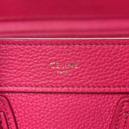 Celine Drummed Calfskin Nano Luggage Fuchsia 8 of 19