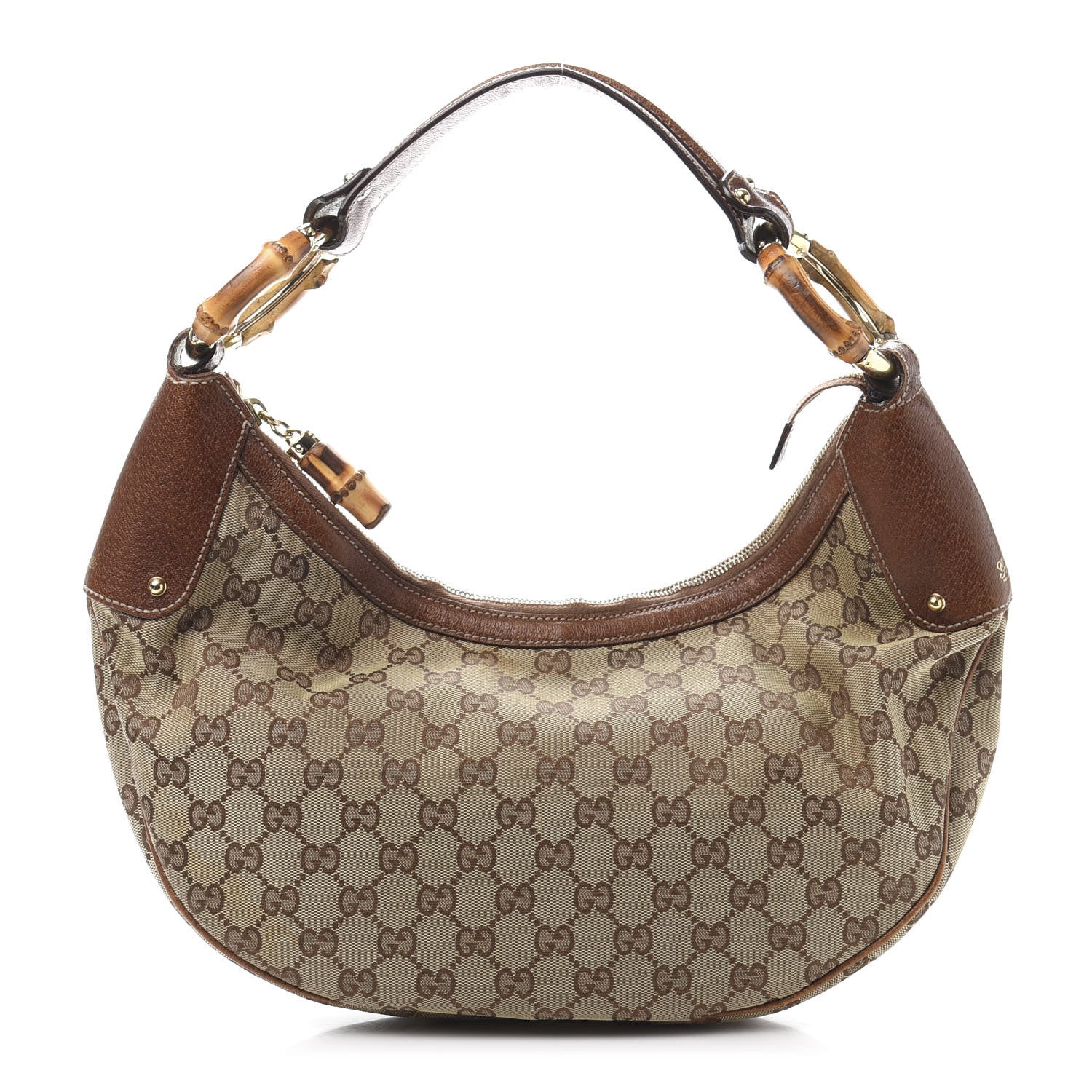 Gucci Monogram Bamboo Ring Hobo Brown 1 of 13