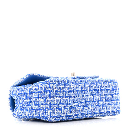 Chanel Tweed Quilted Mini Rectangular Flap Blue White 4 of 11