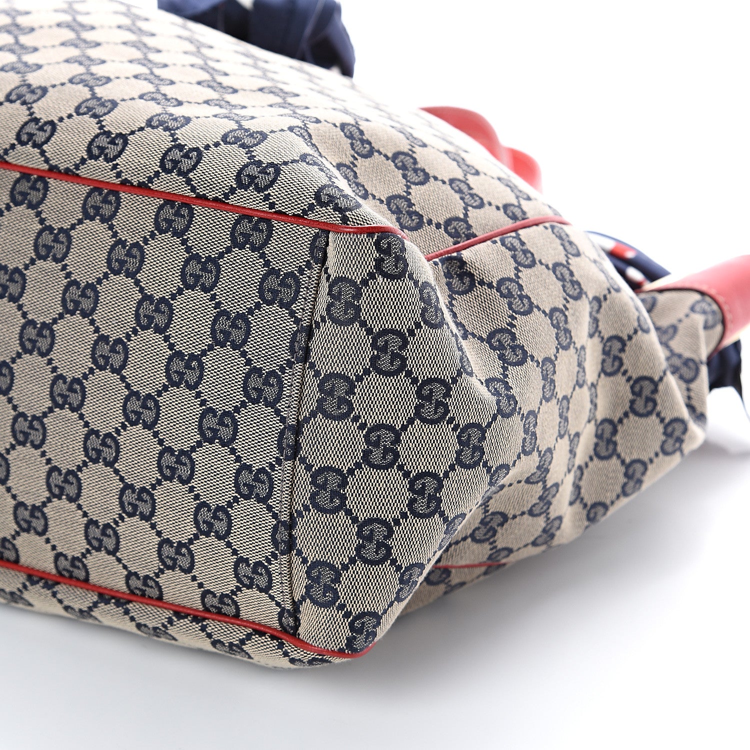 Gucci Monogram Large Positano Tote Navy Red 8 of 8