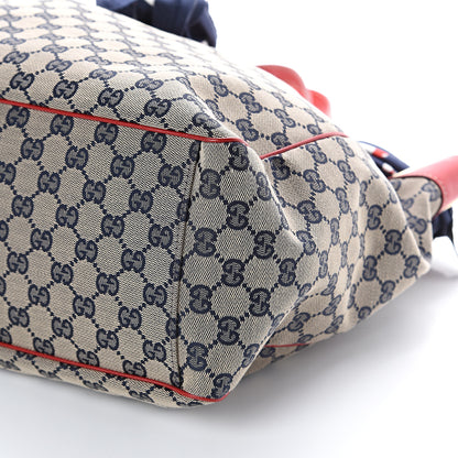Gucci Monogram Large Positano Tote Navy Red 8 of 8