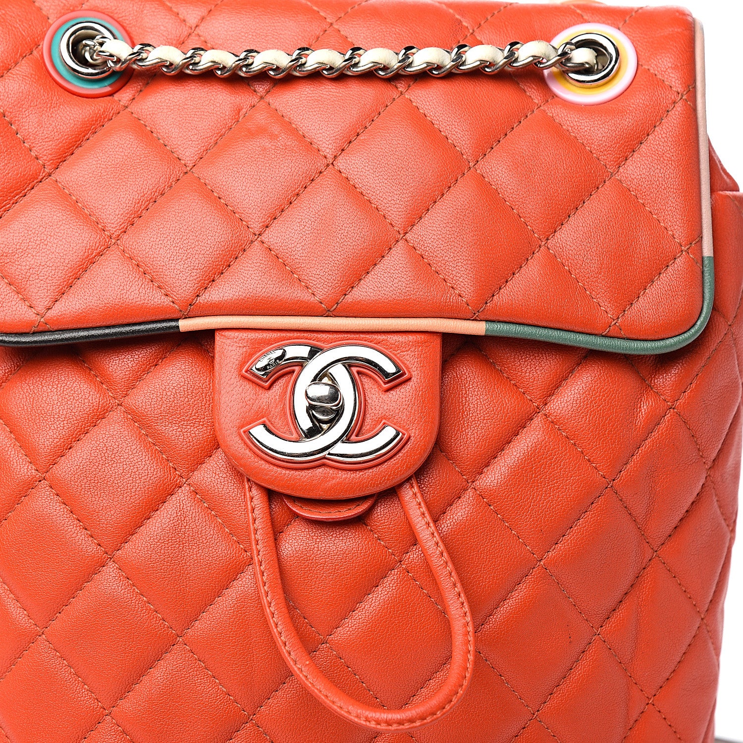 Chanel Lambskin Quilted Small Cuba Urban Spirit Backpack Orange 14 of 14