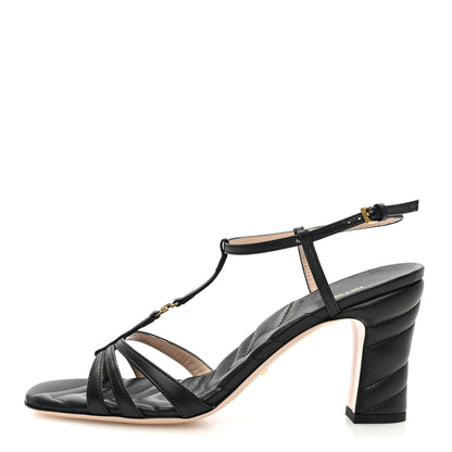 Gucci Nappa Matelasse T-Strap 40mm Sandals 38.5 Black 1 of 8
