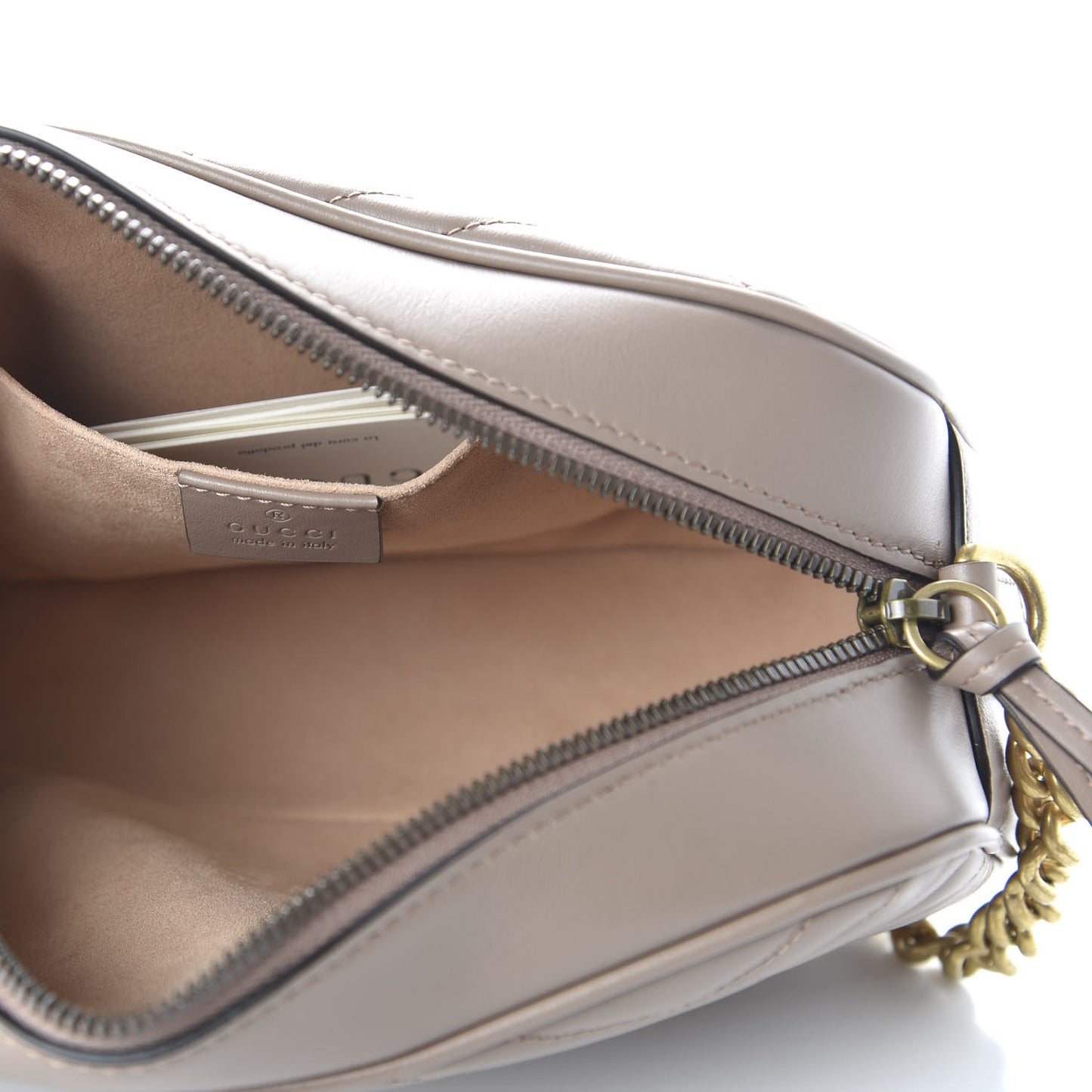 Calfskin Matelasse Small GG Marmont Chain Shoulder Bag Porcelain Rose