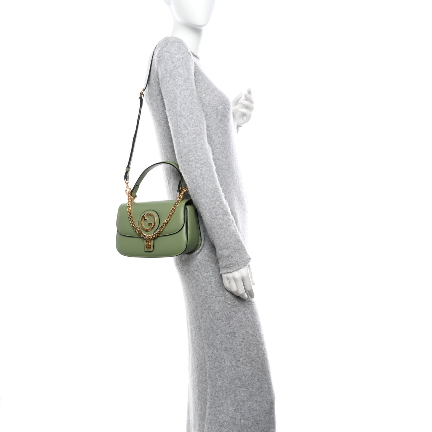 Roxy Calfskin Small Blondie Top Handle Shoulder Flap Bag Salamander Green