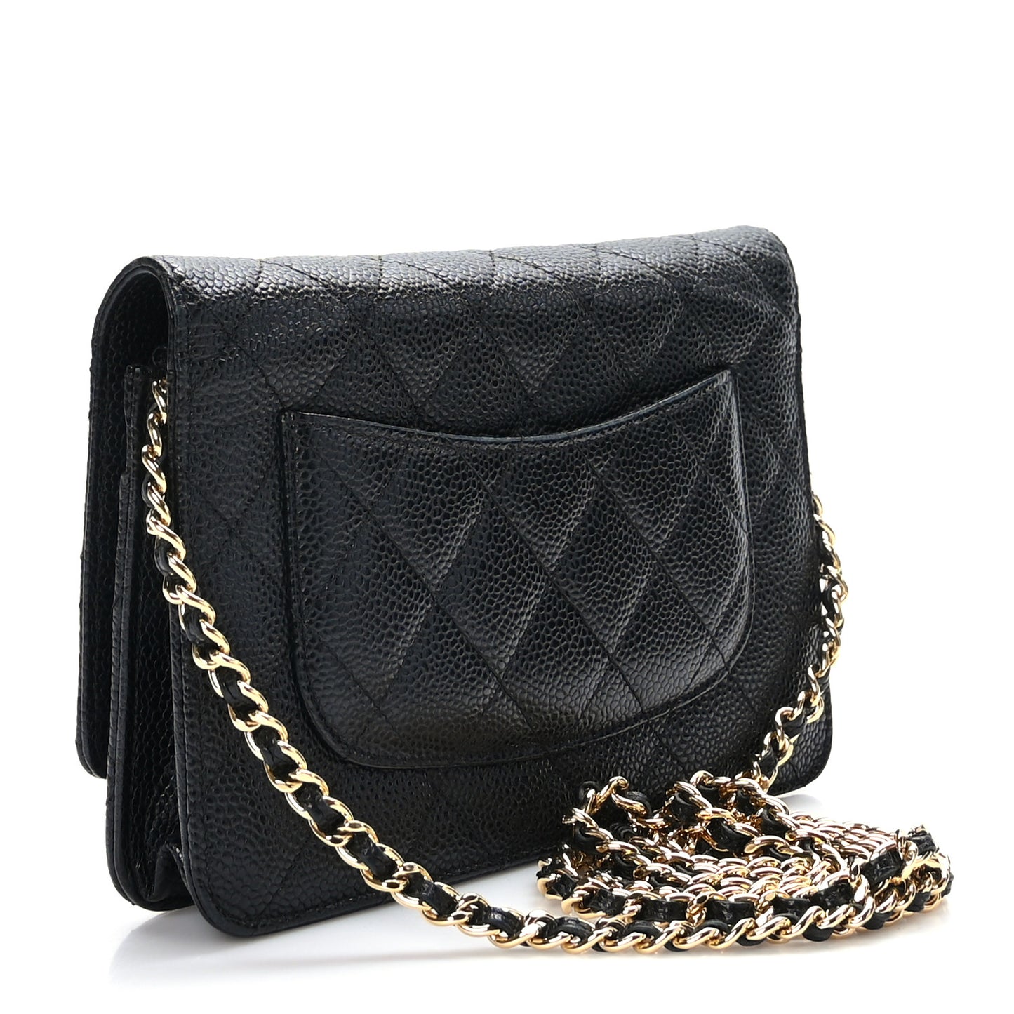 Caviar Quilted Wallet on Chain WOC Black
