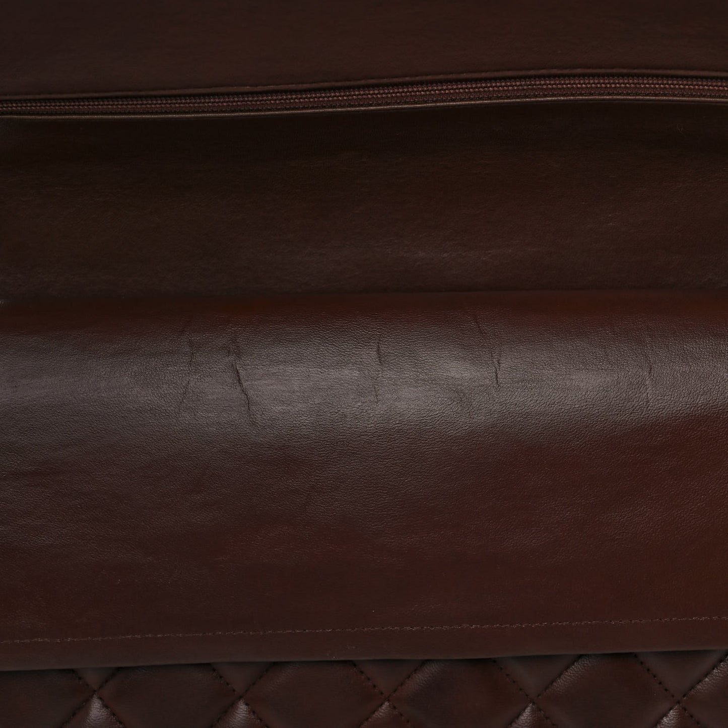 Lambskin Quilted Jumbo Double Flap Dark Brown
