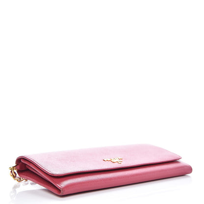 Prada Saffiano Metal Oro Chain Wallet Peonia 4 of 14