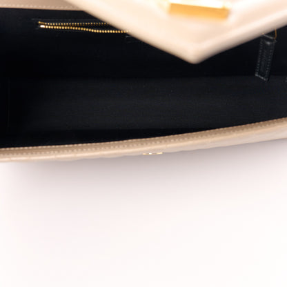 Saint Laurent Grain De Poudre Mixed Matelasse Large Triquilt Monogram Satchel Dark Beige 5 of 11