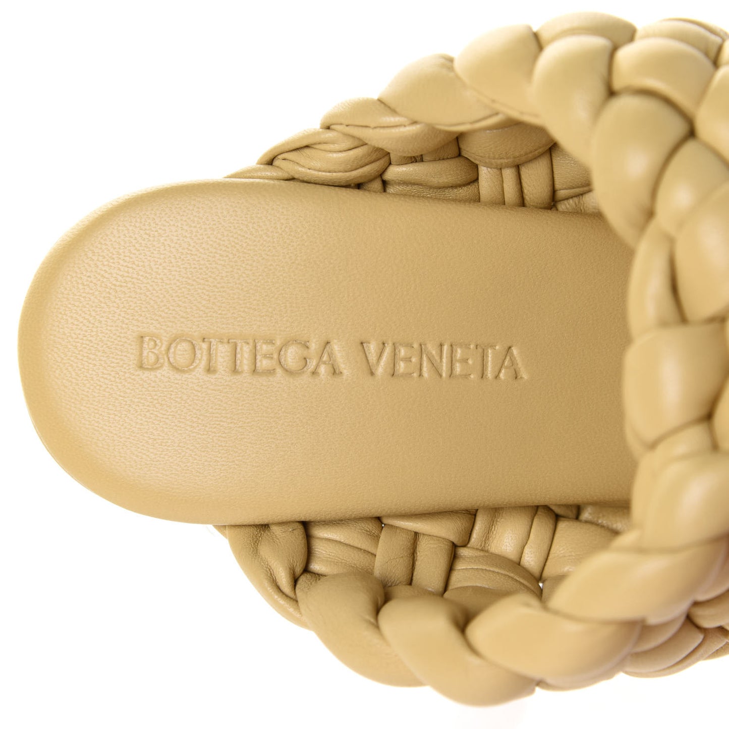 Nappa Twisted Padded Intrecciato Curve Slide Sandals 36 Tapioca