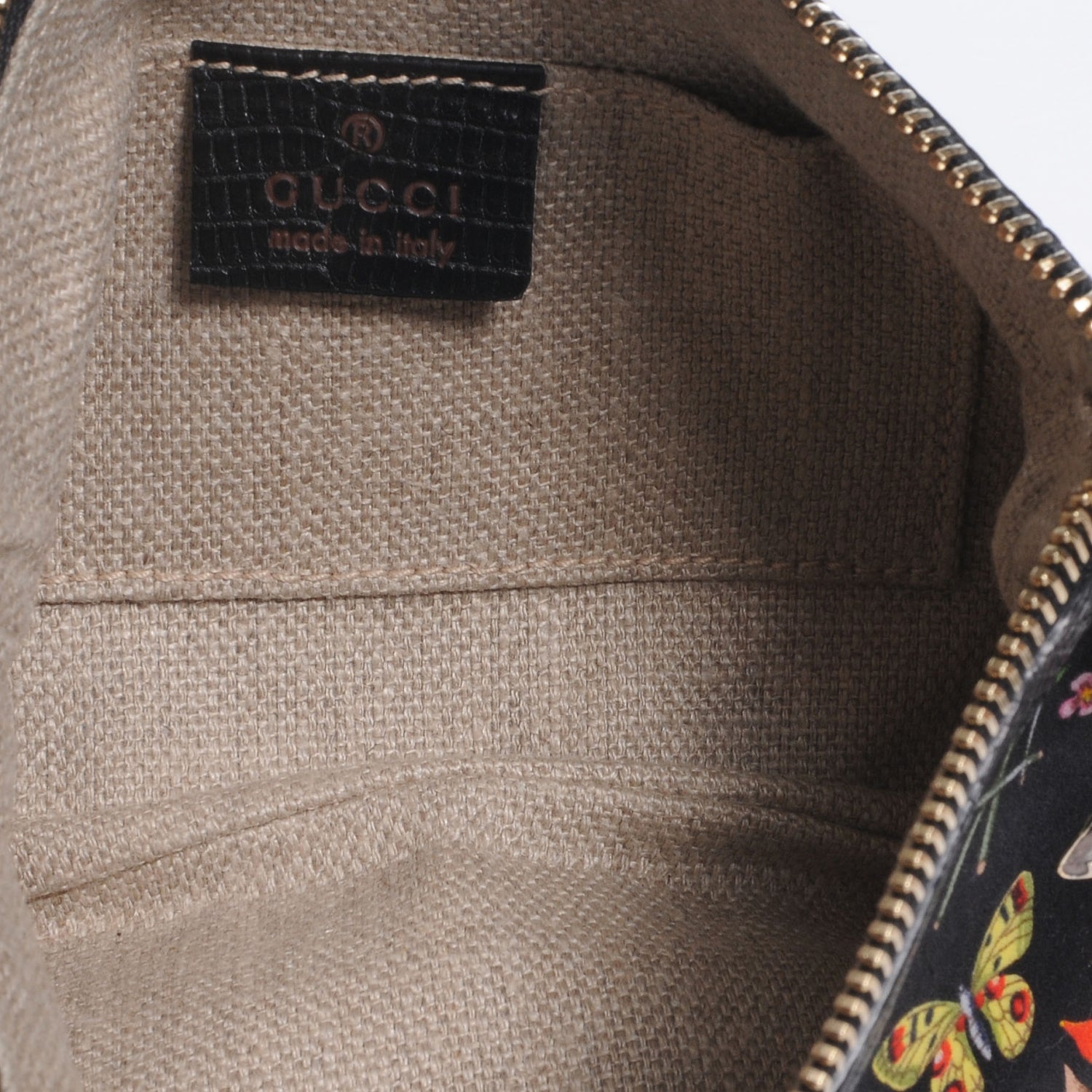 Gucci Silk Flora Flower Garden Bumble Bee Charm Pochette Black 6 of 8