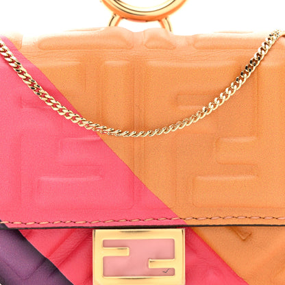 Fendi Nappa FF Embossed Line Print Nano Baguette Charm White Multicolor 8 of 10
