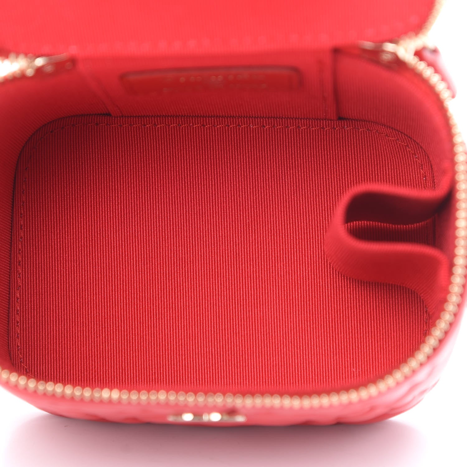 Chanel Lambskin Camellia Embossed Mini Vanity Case With Chain Red 5 of 12