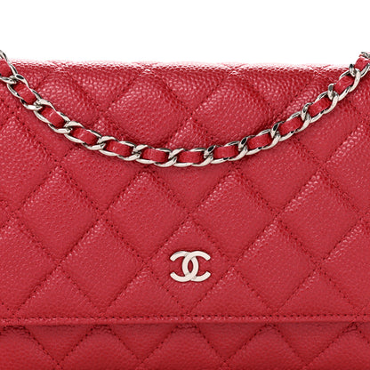 Chanel Iridescent Caviar Quilted Wallet On Chain WOC Red 9 of 11