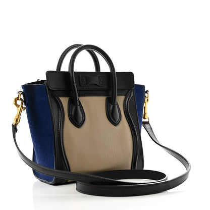 Celine Elephant Calfskin Suede Tri-color Nano Luggage Sand 3 of 13