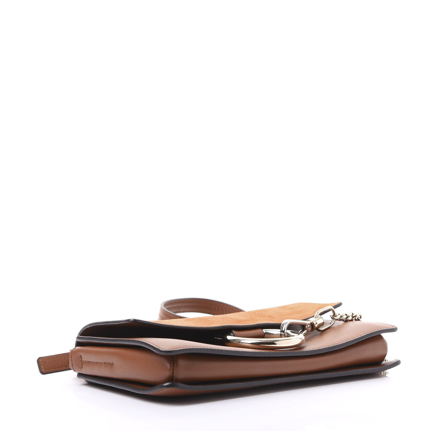 Suede Calfskin Small Faye Shoulder Bag Tobacco