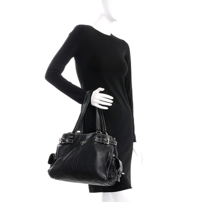 Prada Vitello Daino Side Pocket Tote Black 2 of 20