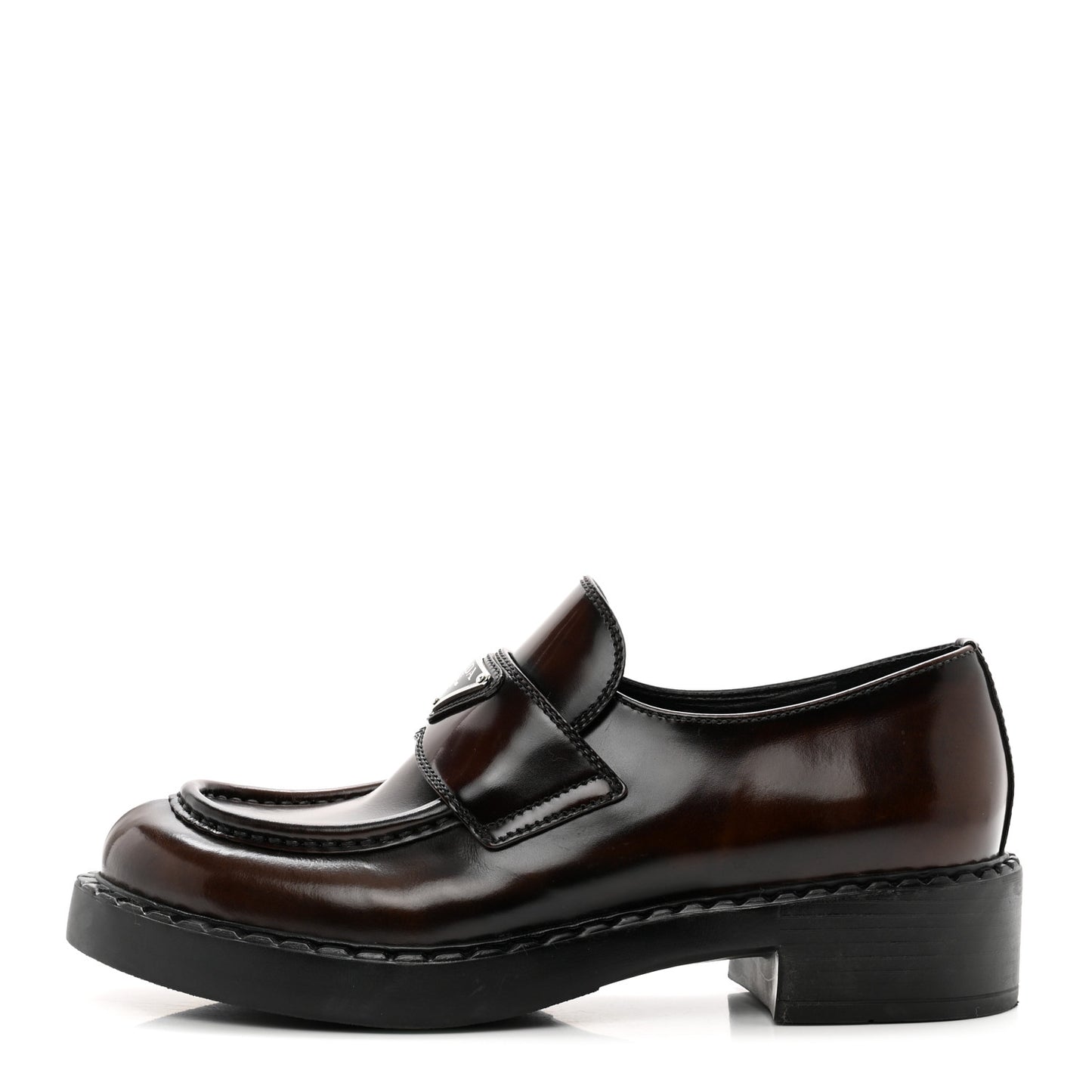 Spazzolato Fume Metal Triangle Logo 50mm Loafers 38 Bruciato Fume