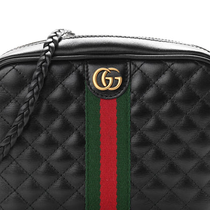 Gucci Calfskin Trapuntata Web Mini GG Shoulder Bag Black 8 of 11