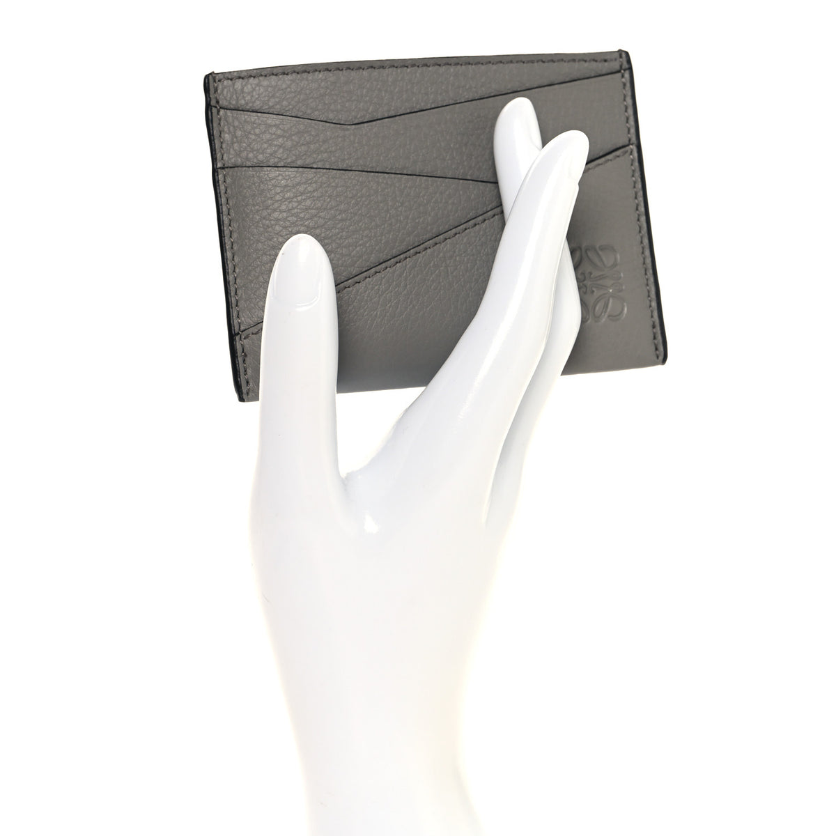 Calfskin Puzzle Card Holder Asphalt Grey