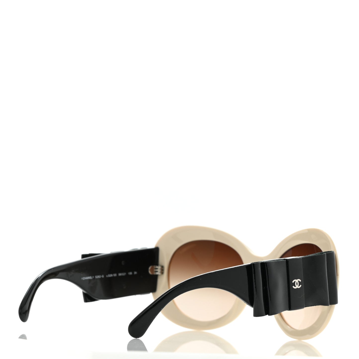 Acetate Patent CC Bow Sunglasses 5282-Q Beige Black