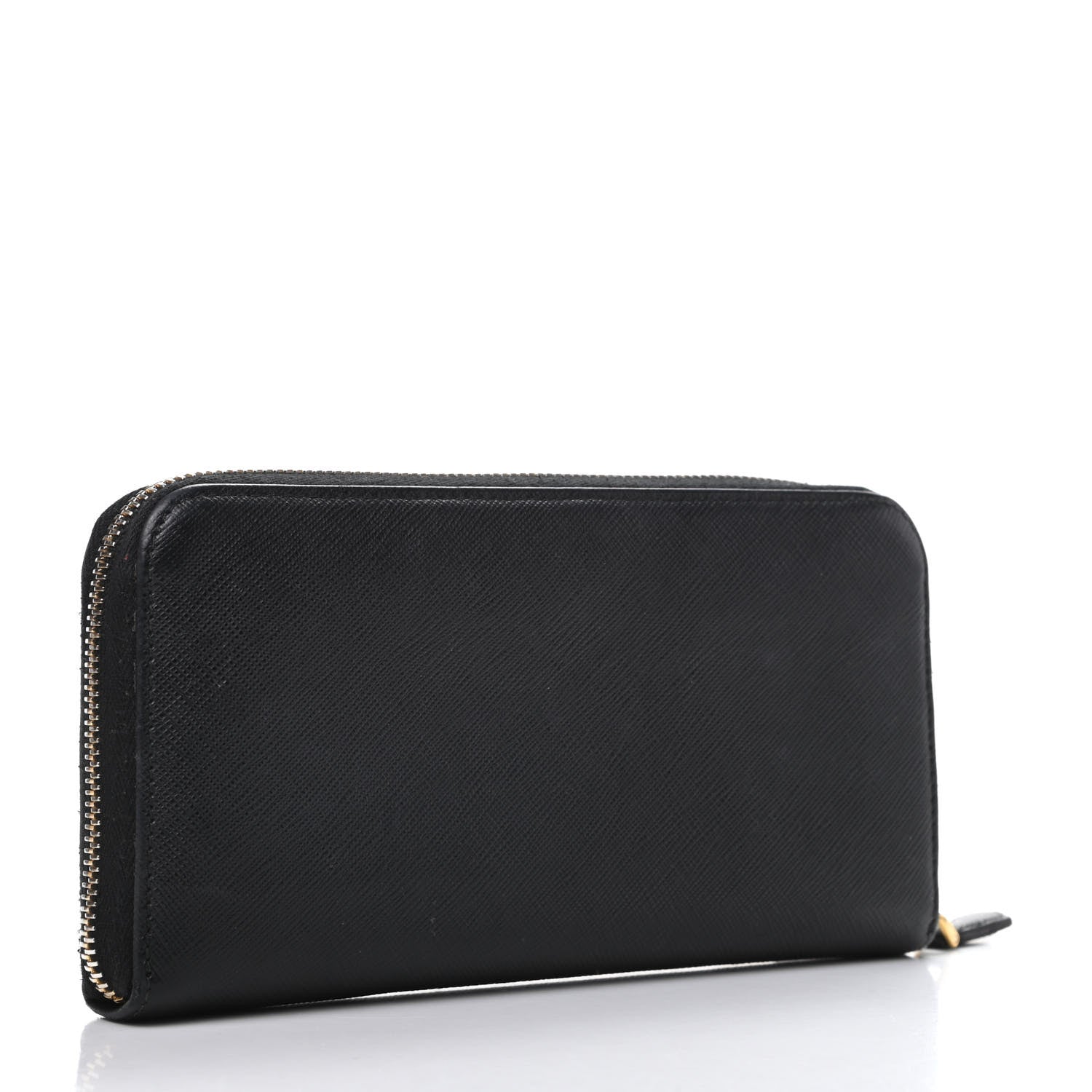 Prada Saffiano Metal Zip Around Wallet Black 3 of 9