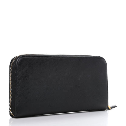 Prada Saffiano Metal Zip Around Wallet Black 3 of 9