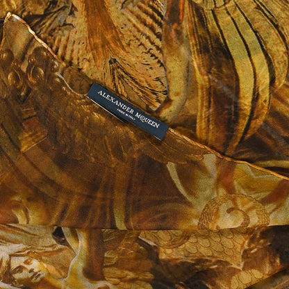 Alexander McQueen Satin Scarf Gold Black 3 of 3