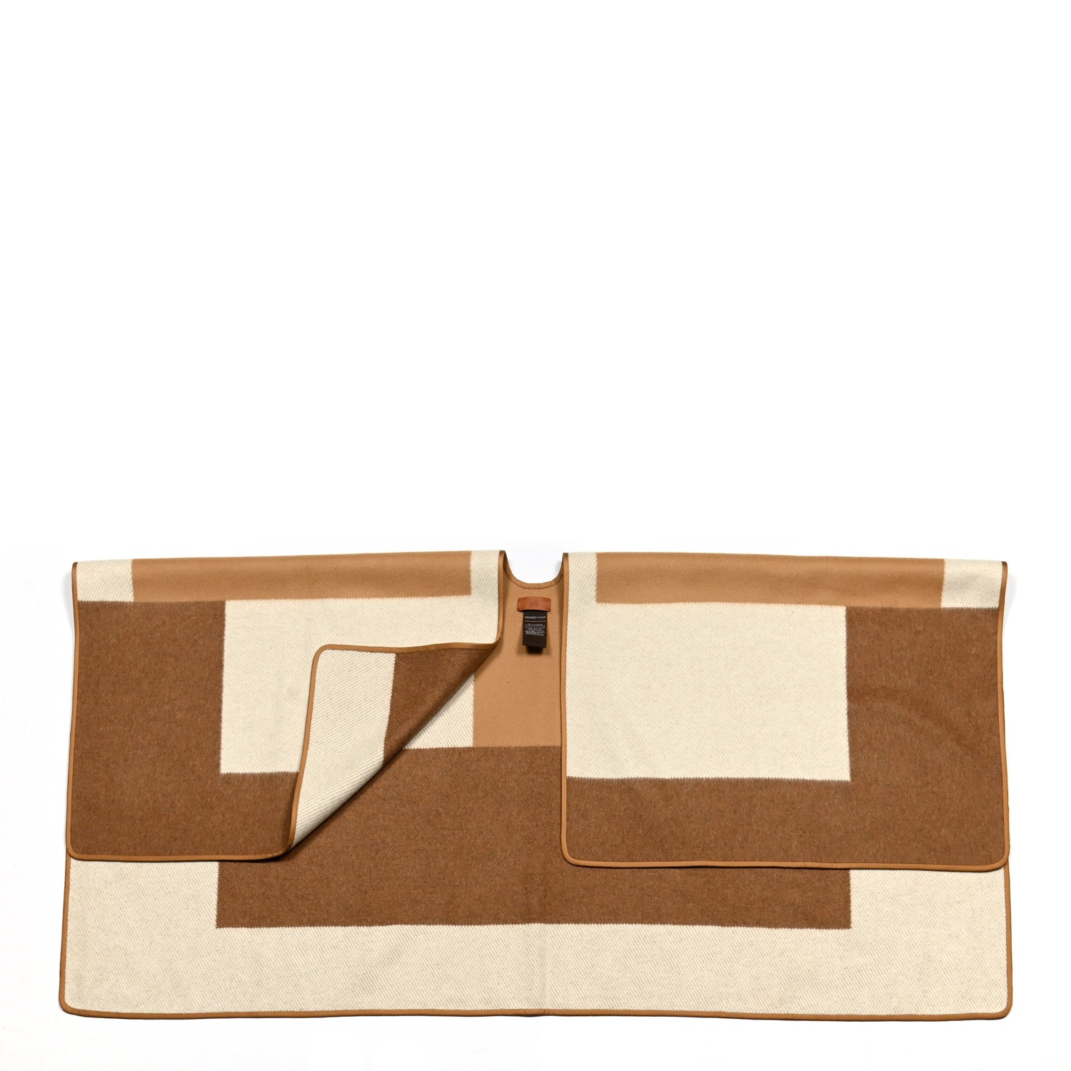 Hermes Cashmere Silk H Passant Poncho Ecru Noisette Camel 3 of 3