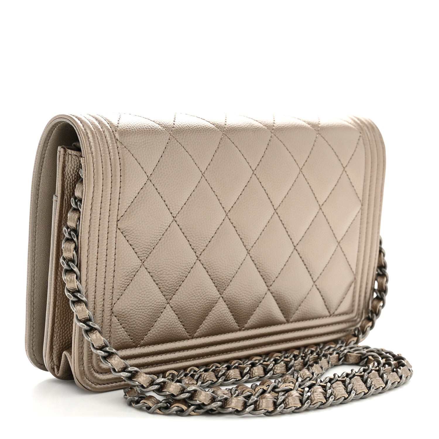 Chanel Metallic Caviar Quilted Boy Wallet On Chain WOC Copper 3 of 13
