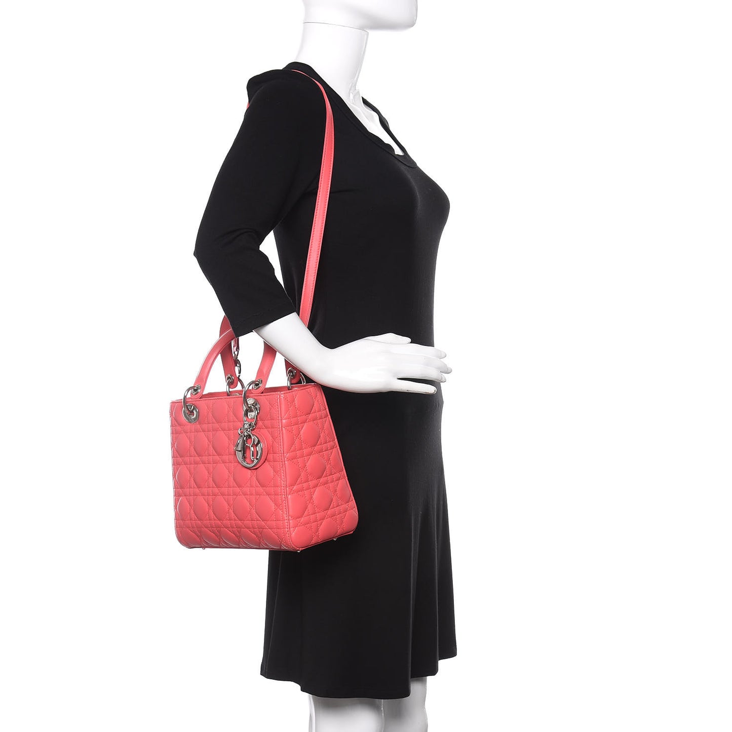 Lambskin Cannage Medium Lady Dior Coral