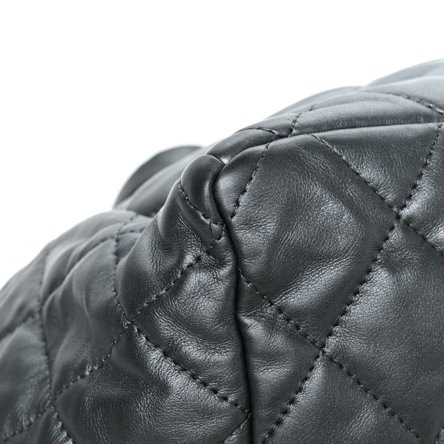 Metallic Lambskin Quilted Large Week End on Mars Tote Dark Grey