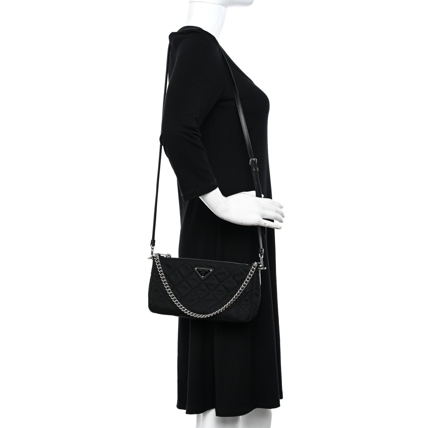 Prada Nylon Tessuto Impuntu Quilted Crossbody Bag Black 3 of 10