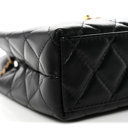 Chanel Shiny Aged Calfskin Quilted Nano Kelly Shopper Black 9 of 10