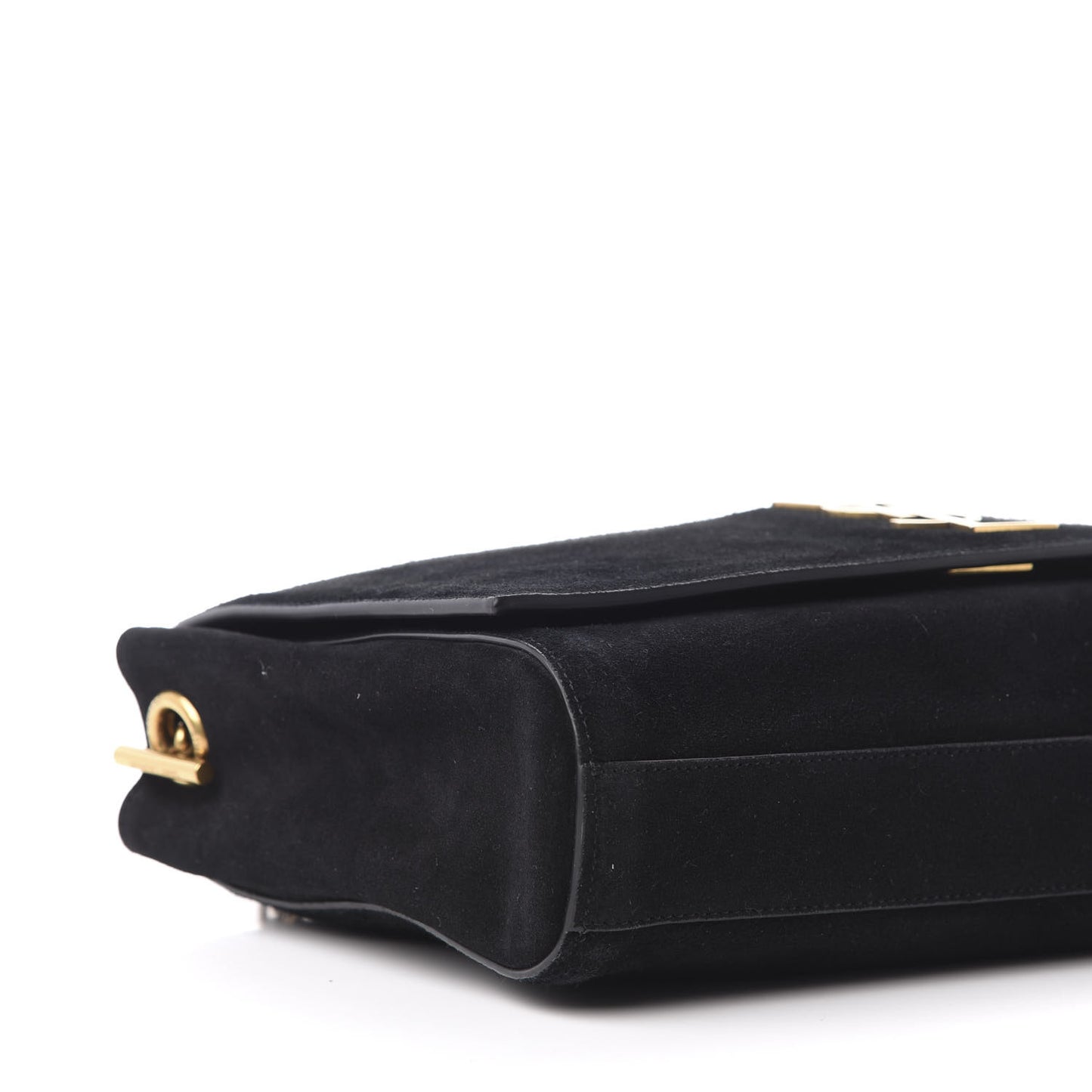Smooth Calfskin Suede Medium Reversible Monogram Kate Satchel Black