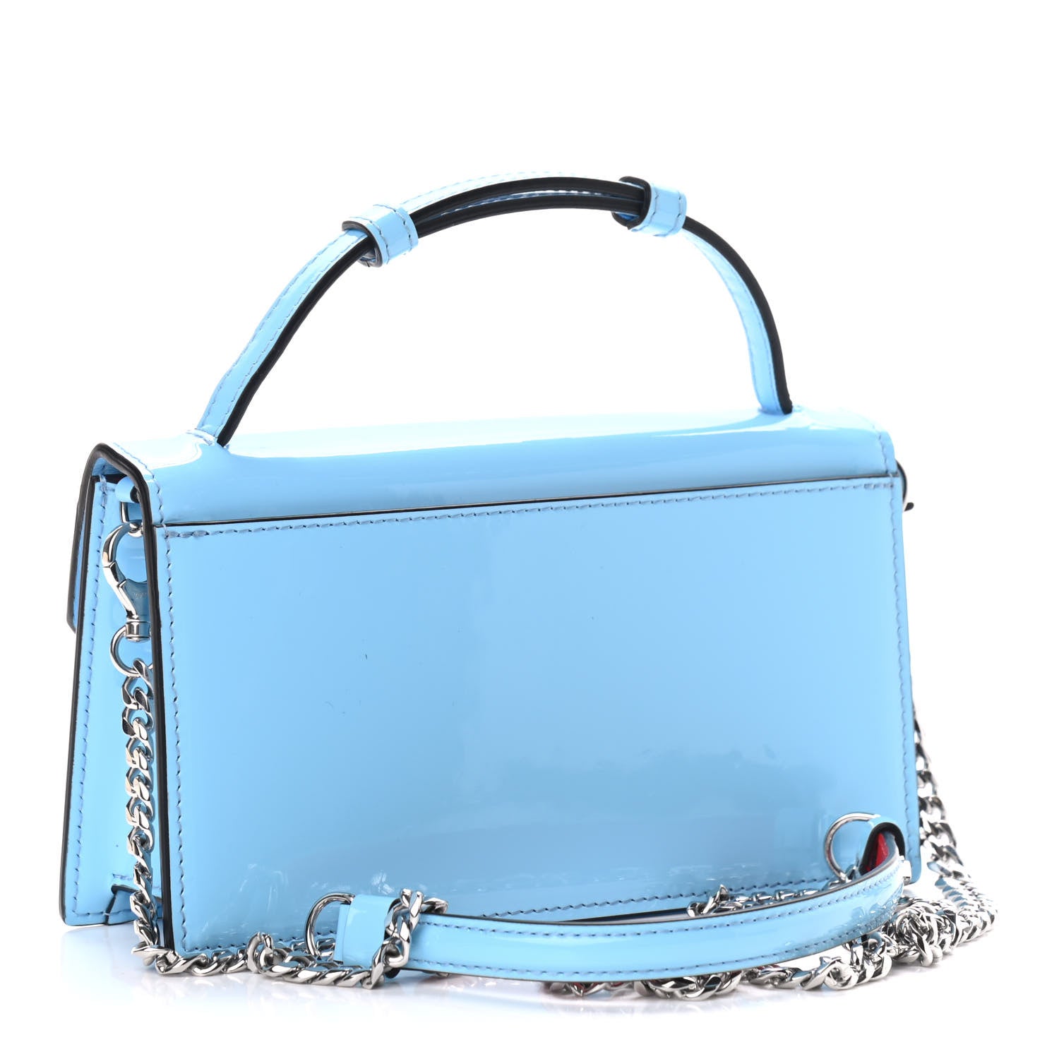 Christian Louboutin Patent Calfskin Small Elisa Baguette Blue 3 of 9