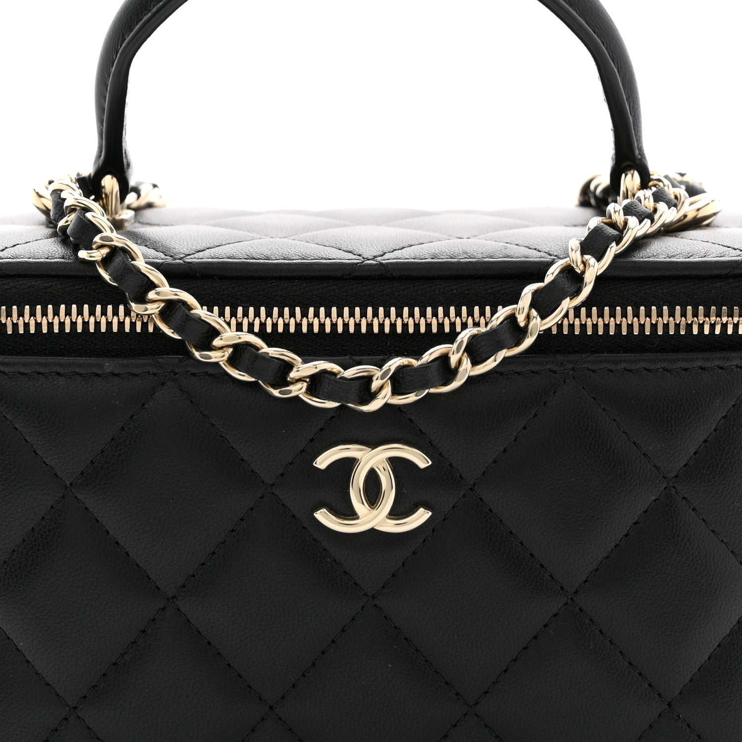 Chanel Lambskin Quilted Small Top Handle Vanity Case With Chain Black 8 of 10