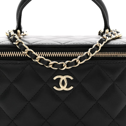 Chanel Lambskin Quilted Small Top Handle Vanity Case With Chain Black 8 of 10