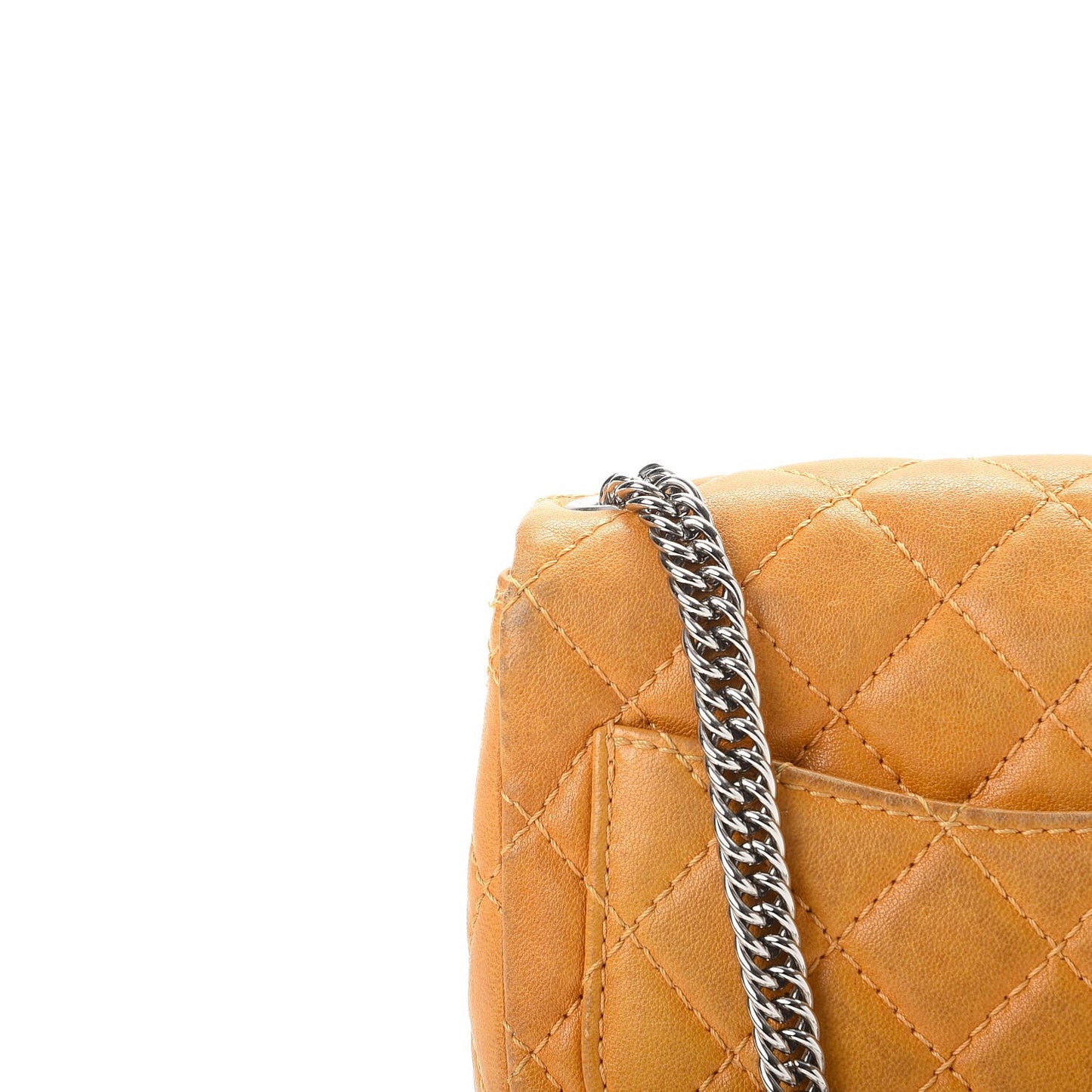 Glazed Lambskin Quilted Mini Bijoux Chain Square Flap Mango