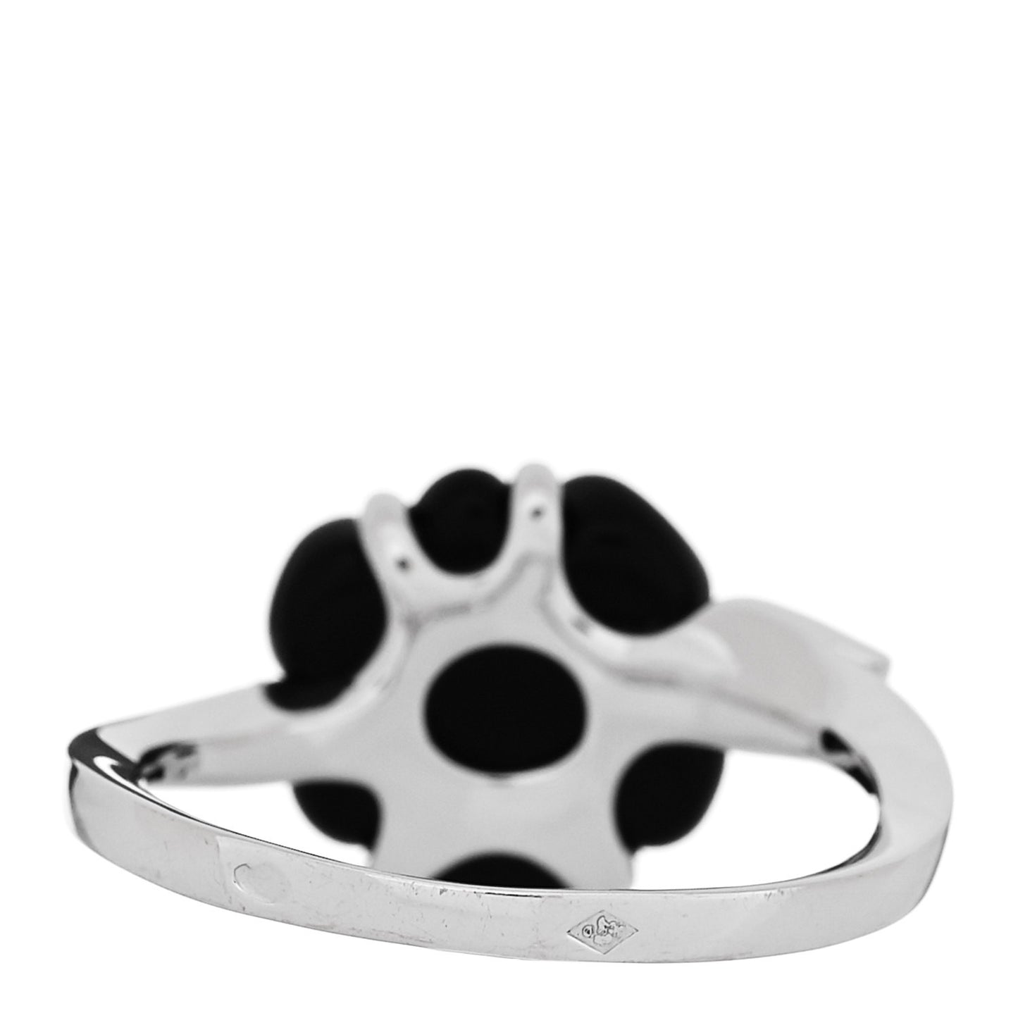 18K White Gold Diamond Onyx Camellia Ring 55 7.25