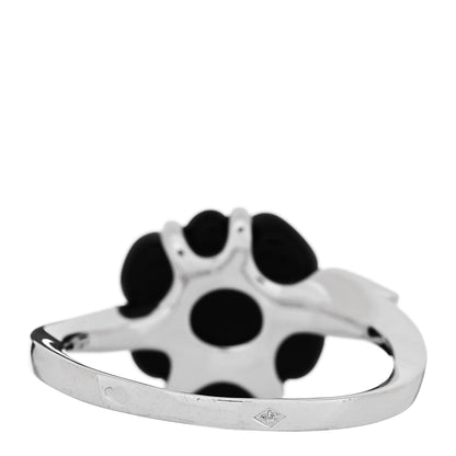Chanel 18K White Gold Diamond Onyx Camellia Ring 55 7.25 3 of 4