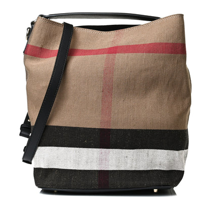 Burberry Canvas Mega Check Medium Ashby Hobo Black 3 of 16