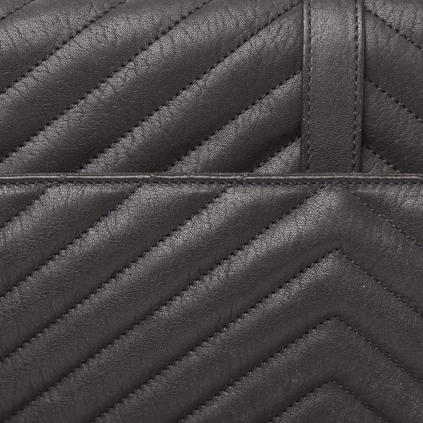 Sheepskin Matelasse Chevron Monogram Large College Satchel Dark Anthracite