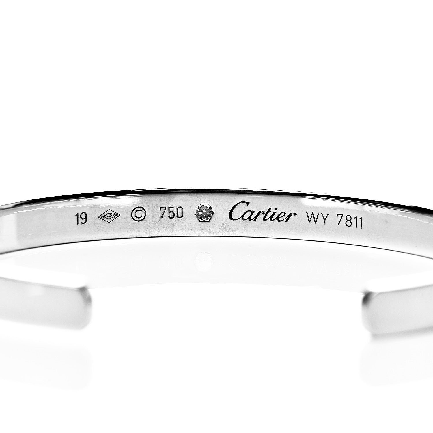 Cartier 18K White Gold 1 Diamond LOVE Cuff Bracelet 19 4 of 5