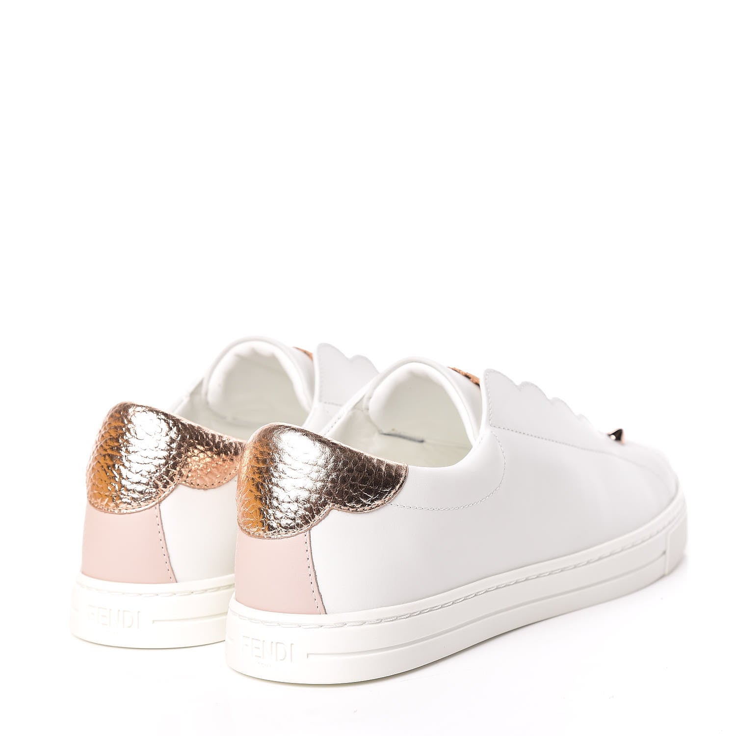 Fendi Vitello Lurex Rockoclick Slip On Sneakers 36.5 White Soap Rose Gold 4 of 10