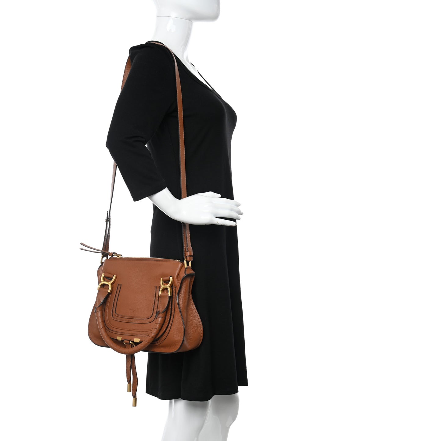 Calfskin Small Marcie Satchel Tan