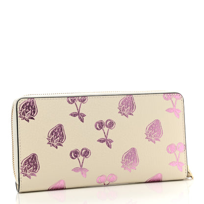 Gucci Textured Dollar Calfskin Berry Print GG Marmont Zip Around Wallet Mystic White Light Pink 3 of 8